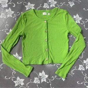 Aritzia Wilfred Green Cropped Cardigan Sz XS